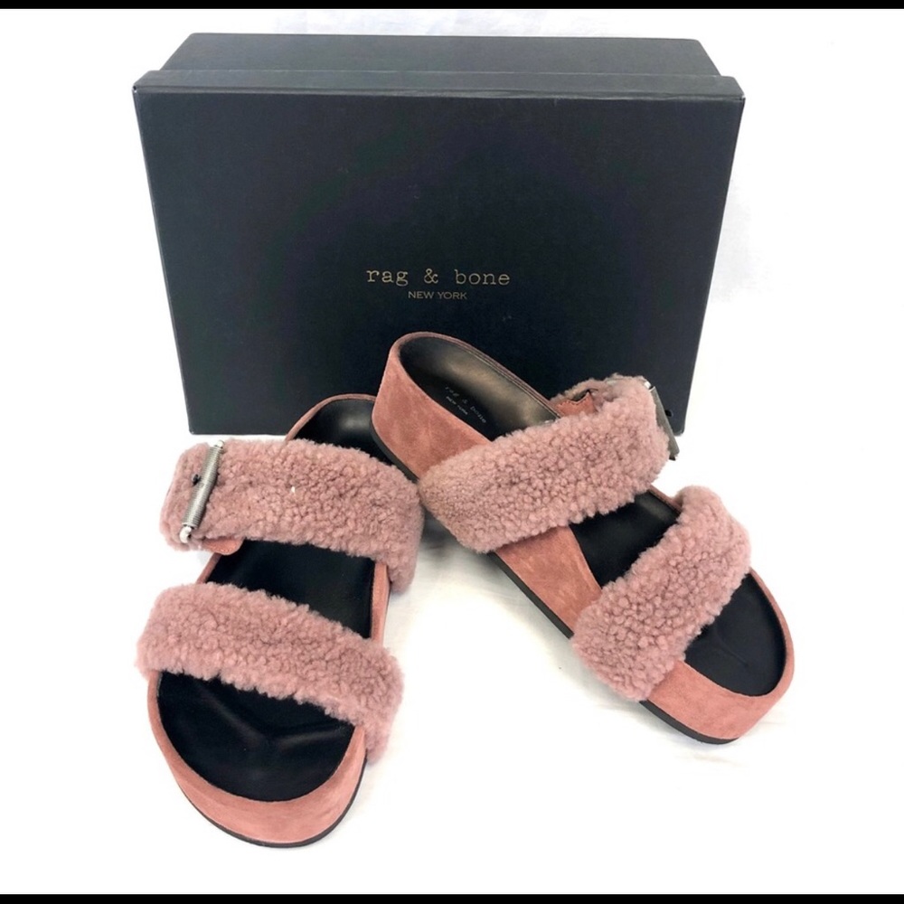 ISO rag & bone shearling slides
